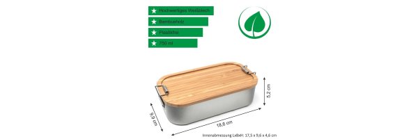 Lunchbox M 750 ml aus Weissblech mit Bambusdeckel