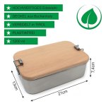 Lunchbox XL 1200 ml aus Edelstahl mit Buchenholzdeckel