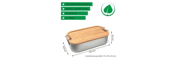 Lunchbox M 750 ml aus Edelstahl mit Bambusdeckel