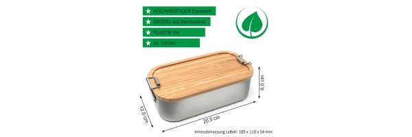 Lunchbox L 1100 ml aus Edelstahl mit Bambusdeckel