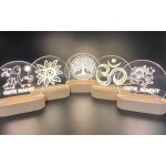 Stimmungsvolles LED-Nachtlicht mit Holzsockel &...