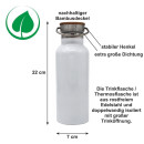 Trinkflasche mit Esoterik-Motiven WEISS und deinem Namen personalisiert aus Edelstahl mit Bambusdeckel 500ml