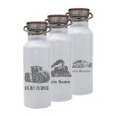 Trinkflasche mit Fahrzeug-Motiven WEISS und deinem Namen personalisiert aus Edelstahl mit Bambusdeckel 500ml