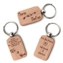 Schlüsselanhänger aus Holz eckig personalisiert mit verschiedenen Sprüchen zum Valentinstag, personalisiertes Hochzeitsgeschenk, Geschenk für Mama, Geschenk für Papa, für deinen Lieblingsmenschen