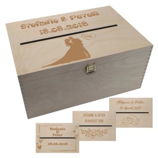 Personalisierte Geldbox Kartenbox Briefbox Hochzeitskartenkiste mit Klappdeckel Box XXL zur Hochzeit