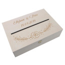 Personalisierte Geldbox Kartenbox Briefbox Hochzeitskartenkiste mit Klappdeckel Box XL zur Hochzeit in vintage-weiss