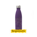 die-veredler Trinkflasche personalisiert violett / pflaume soft 500ml aus Edelstahl mit ausgewähltem Motiv und Namen / Wunschtext