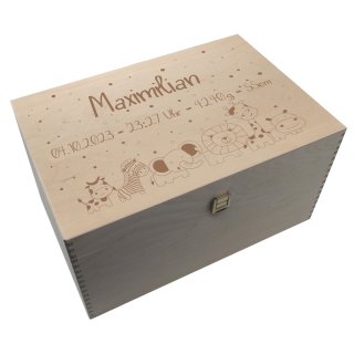 Personalisierte Erinnerungsbox Baby mit Namen XXL - Tiere