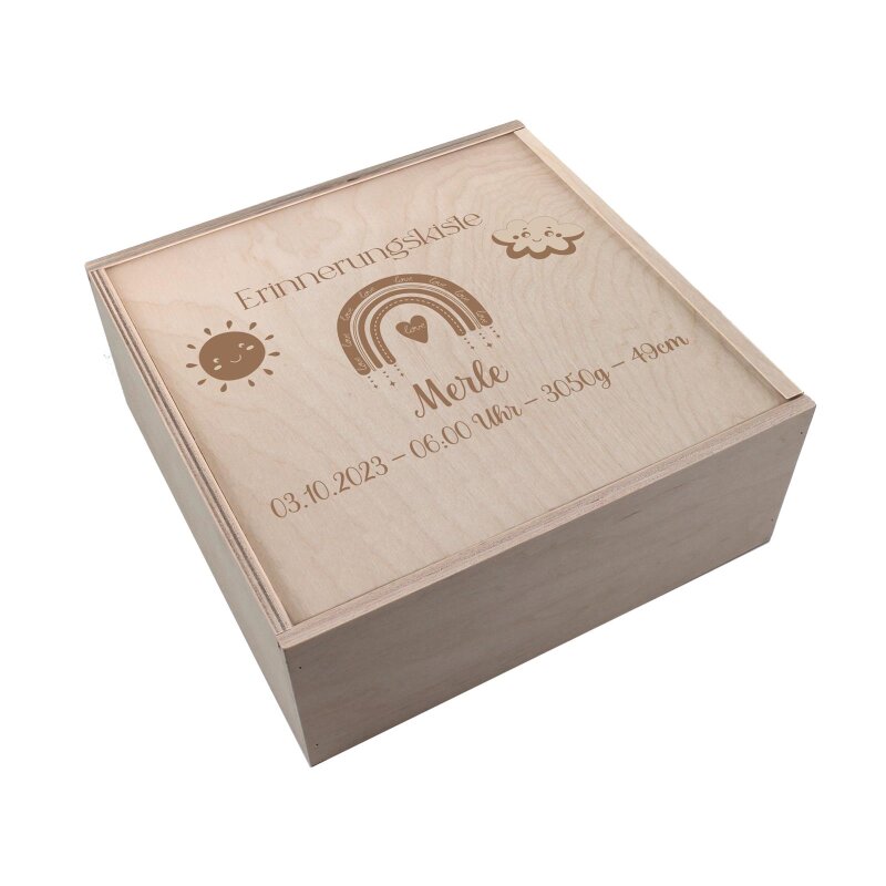 Personalisiert Baby-Erinnerungsbox Aus Holz – Mit Individuellem Druck, 2 Größen (S/M), Geschenk Zur Geburt