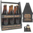 PAPA THE MAN-Bierträger personalisiert Sixpack Flaschenträger Bierträger aus Holz SCHWARZ mit Gravur Männerhandtasche Geburtstagsgeschenk Biergeschenk Vatertag Geschenk