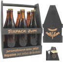 GRILLMEISTER BIER-Bierträger personalisiert Sixpack Flaschenträger Bierträger aus Holz SCHWARZ mit Gravur Männerhandtasche Geburtstagsgeschenk Biergeschenk Vatertag Geschenk