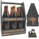 BIERÖFFNER-Bierträger personalisiert Sixpack Flaschenträger Bierträger aus Holz SCHWARZ mit Gravur Männerhandtasche Geburtstagsgeschenk Biergeschenk Vatertag Geschenk