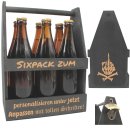 MITTELFINGER-Bierträger personalisiert Sixpack Flaschenträger Bierträger aus Holz SCHWARZ mit Gravur Männerhandtasche Geburtstagsgeschenk Biergeschenk Vatertag Geschenk