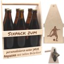 FUSSBALL-Bierträger personalisiert Sixpack Flaschenträger Bierträger aus Holz mit Gravur Männerhandtasche Geburtstagsgeschenk Biergeschenk Vatertag Geschenk