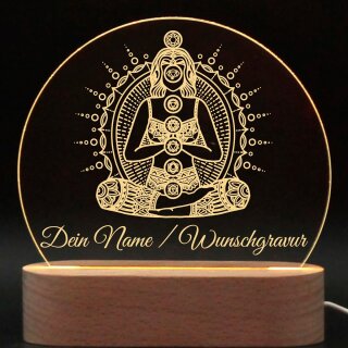 7 Chakren Nachtlicht personalisiert Stimmungslicht  Nachttischlampe Meditationslicht Meditiation Lampe Geschenk Esoterik Schlummerlicht mit Name LED-Lampe Achtsamkeit Geschenk Yoga Geschenk