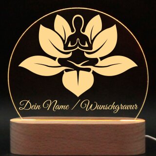 Yoga Nachtlicht personalisiert Stimmungslicht  Nachttischlampe Meditationslicht Meditiation Lampe Geschenk Esoterik Schlummerlicht mit Name LED-Lampe Achtsamkeit Geschenk Yoga Geschenk