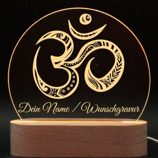 Om-Symbol Nachtlicht personalisiert Stimmungslicht  Nachttischlampe Meditationslicht Meditiation Lampe Geschenk Esoterik Schlummerlicht mit Name LED-Lampe Achtsamkeit Geschenk Yoga Geschenk