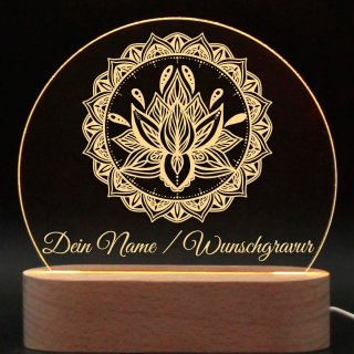 Mandala Nachtlicht personalisiert Stimmungslicht  Nachttischlampe Meditationslicht Meditiation Lampe Geschenk Esoterik Schlummerlicht mit Name LED-Lampe Achtsamkeit Geschenk Yoga Geschenk