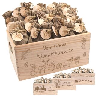 Personalisierter Adventskalender aus Holz – Adventskalender zum Befüllen (KLEIN)