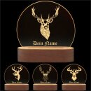 Personalisierte Hirsch Lampe aus Holz – LED Nachtlicht für Jäger & Waldliebhaber