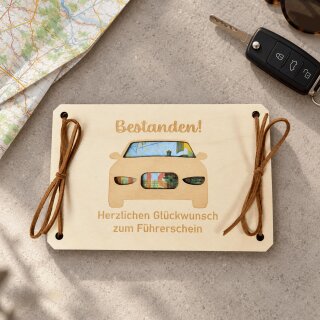 Wunscherfüller Führerschein aus Holz – Kreatives Geldgeschenk